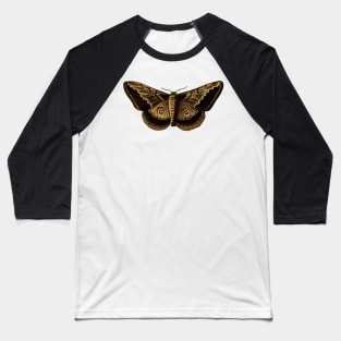 Brown Illustrated Polyphemus Moth - Vintage Illustration Baseball T-Shirt